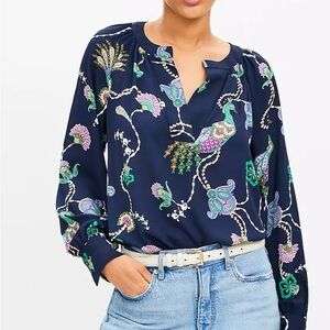 Mixed media pheasant blouse